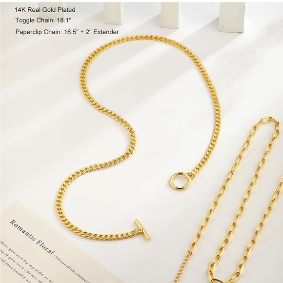 Elegant Gold Double-Layer Toggle Necklace - Picture 4 of 5